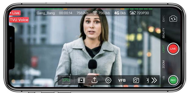 Ativar voz sobre ip em vídeo ao vivo móvel e aplicativo de streaming